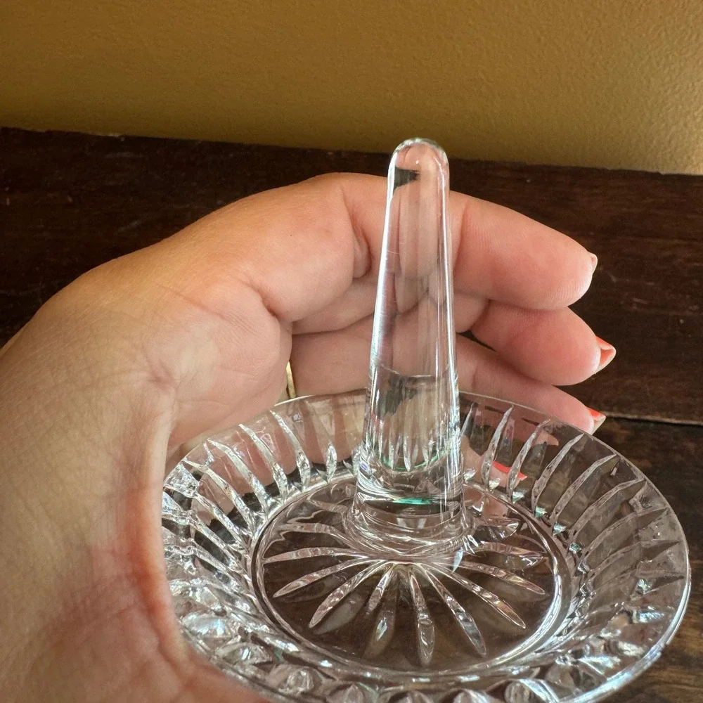 Crystal Ring Holder Dish‎ Clear Glass Jewelry Display Organizer Vanity Decor